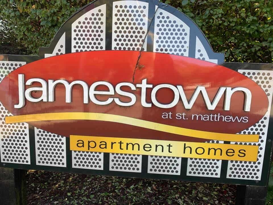 Jamestown Apartments in St. Matthews, reports of stolen vehicle, other cars broken into